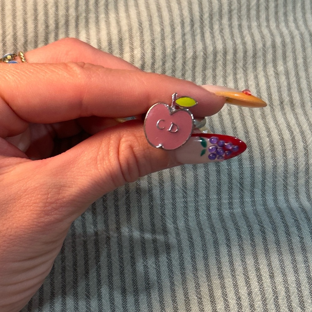 Christian Dior Pink Enamel Apple Ring